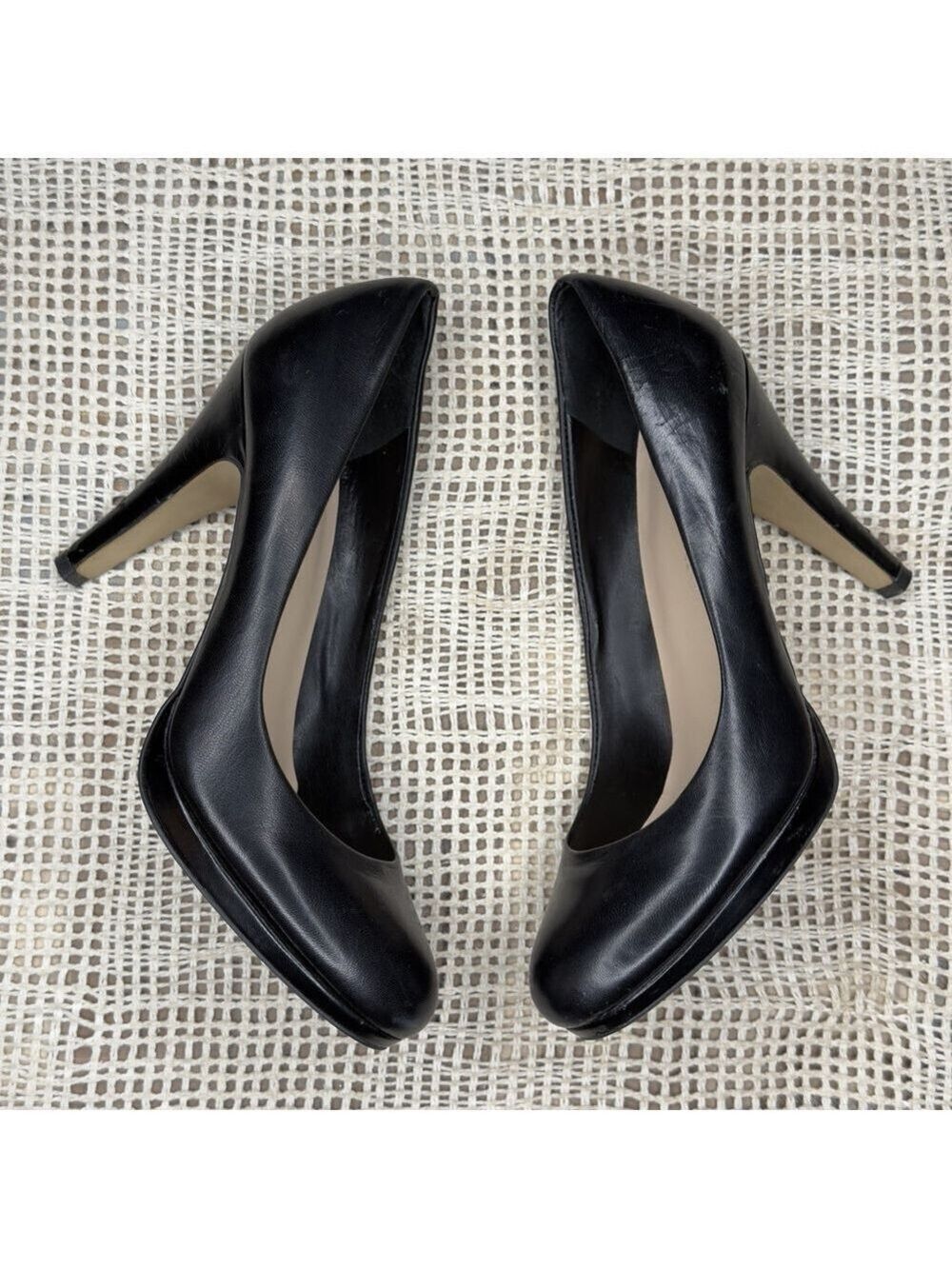 Franco Sarto Womens Napoli Pump sz 8 Black Leather Heel Dress Shoe Elegant (8.5)